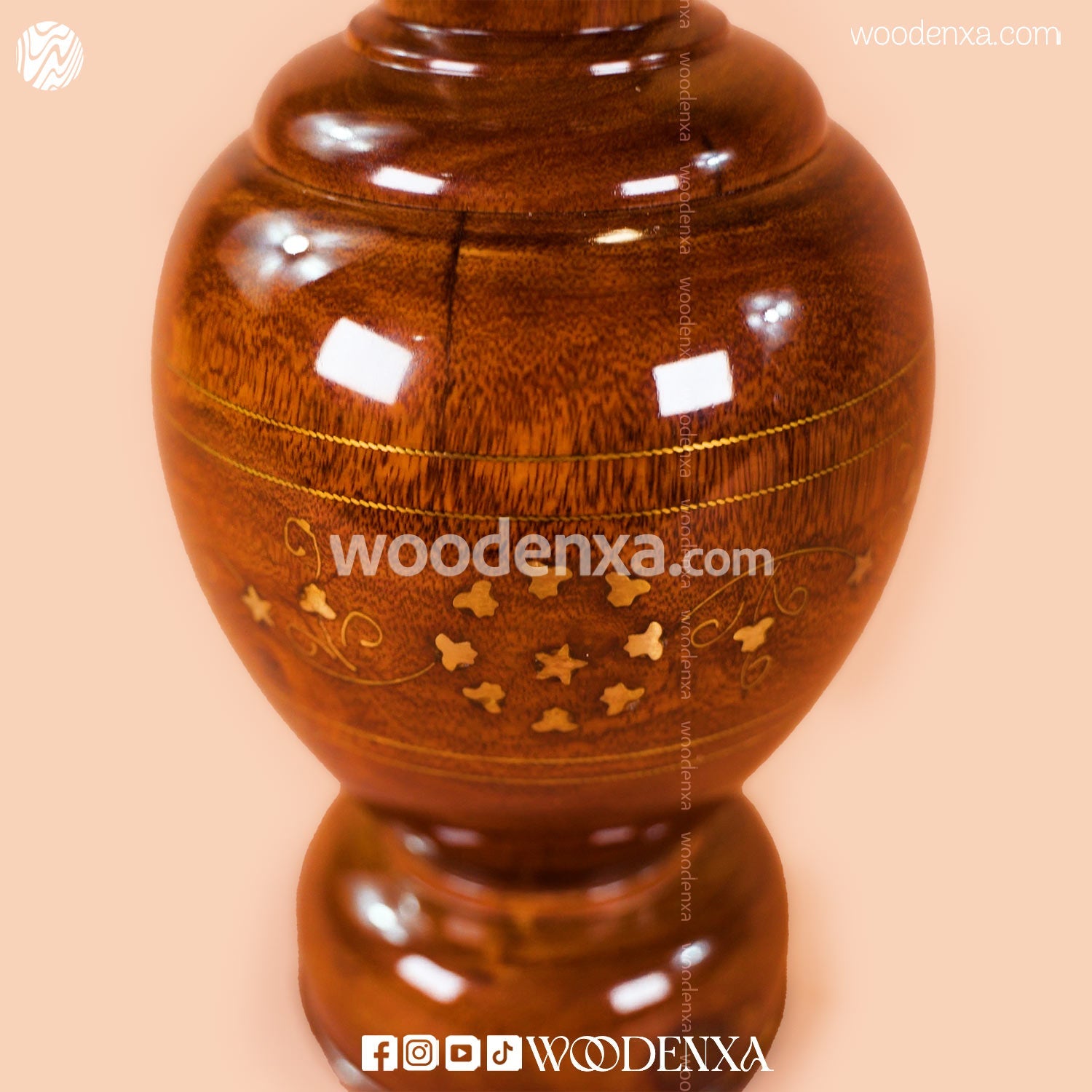 Wooden Guldan with Brass Work Set