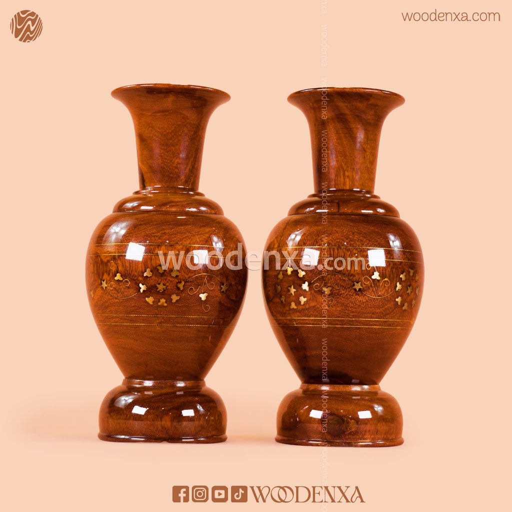 Wooden Guldan with Brass Work Set