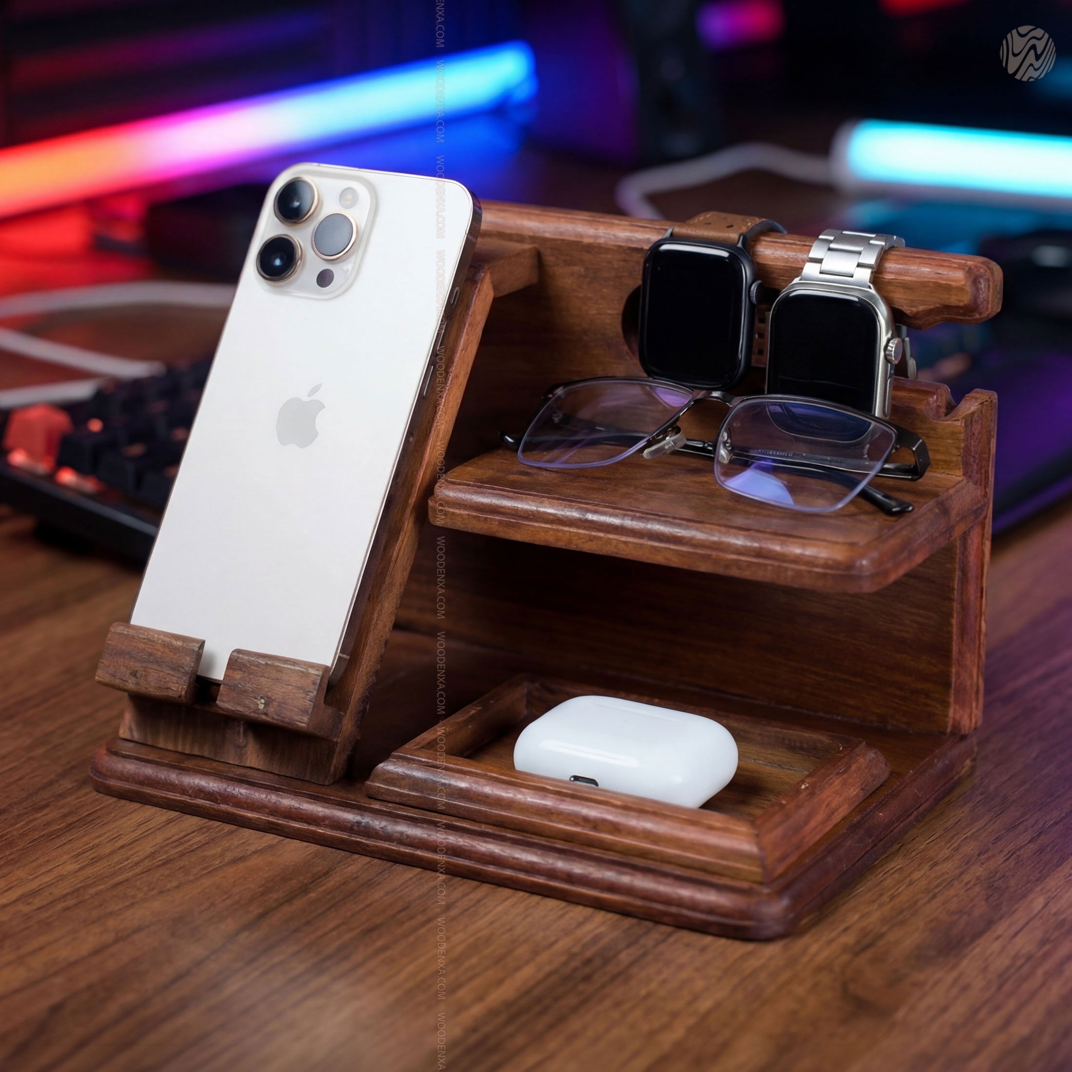 Wooden Multi-Functional Desk Organizer