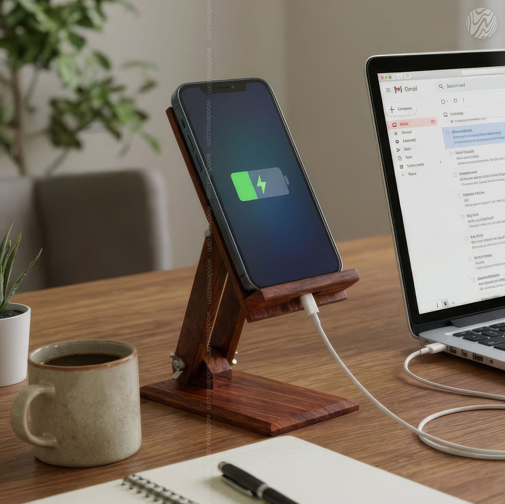Wooden Adjustable Mobile Stand