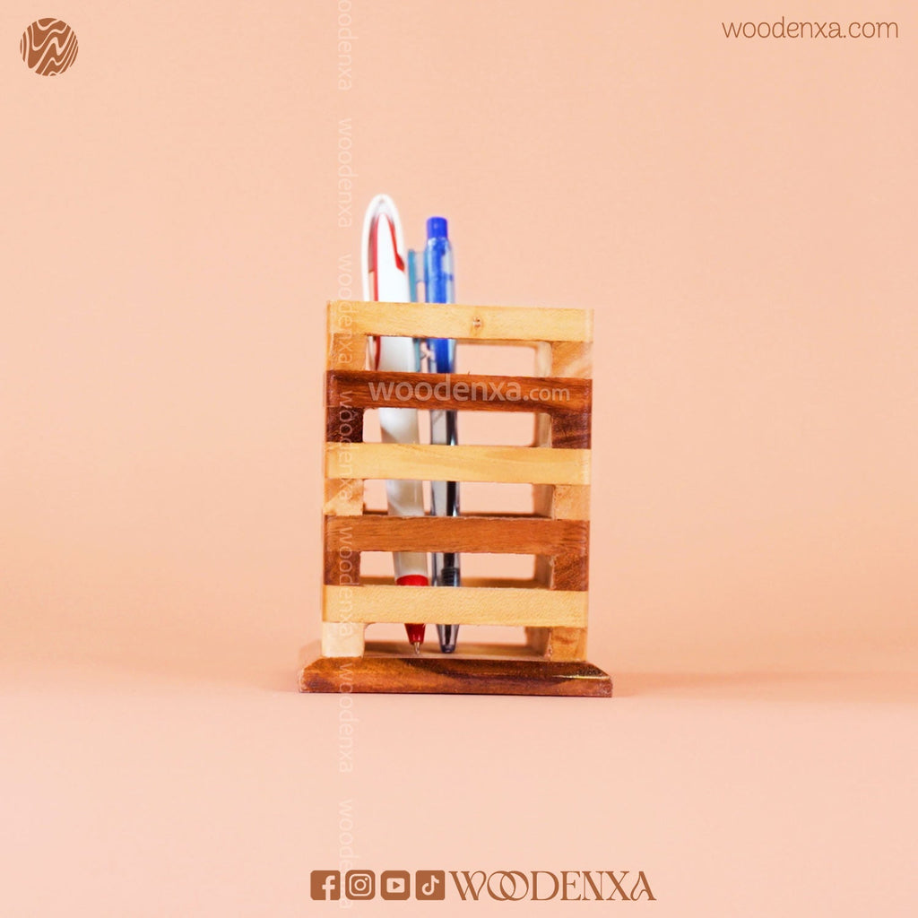 Wooden Multipurpose Pen Stand Holder Dual