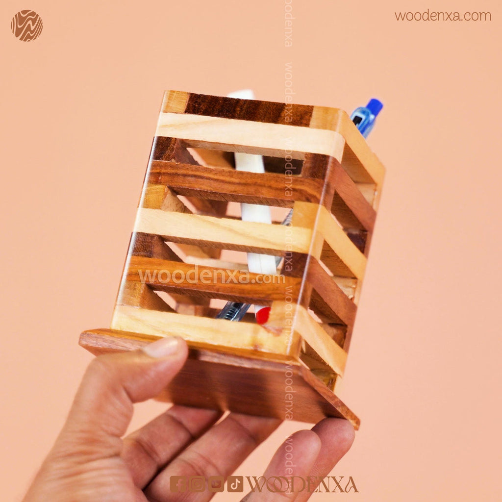 Wooden Multipurpose Pen Stand Holder Dual