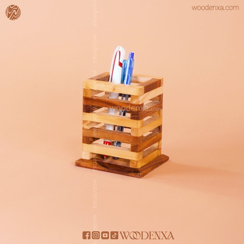 Wooden Multipurpose Pen Stand Holder Dual