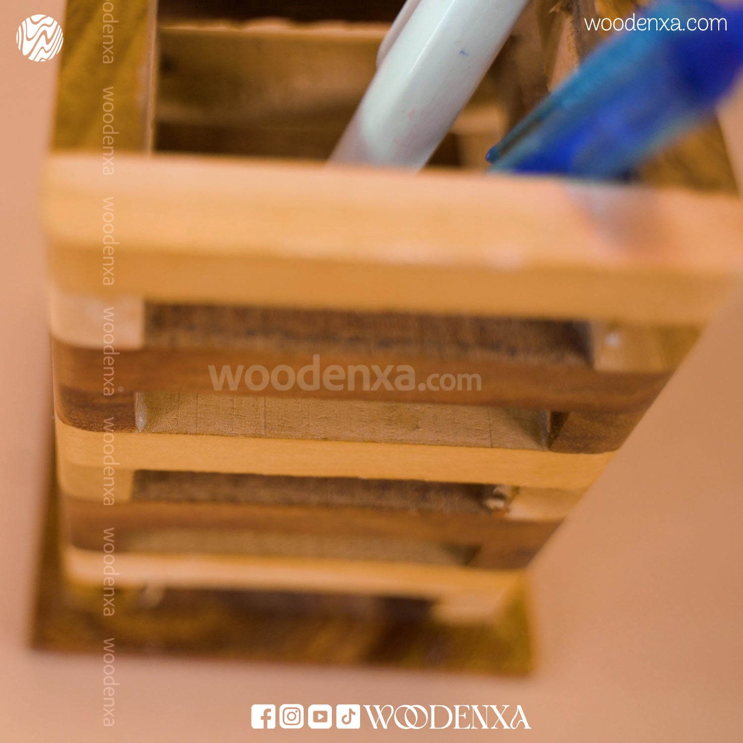 Wooden Multipurpose Pen Stand Holder Dual