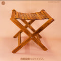 Premium Foldable Wooden Stool with Brass