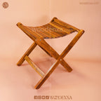 Premium Foldable Wooden Stool with Brass