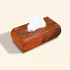Handcrafted Wooden Tissue Box with Carving