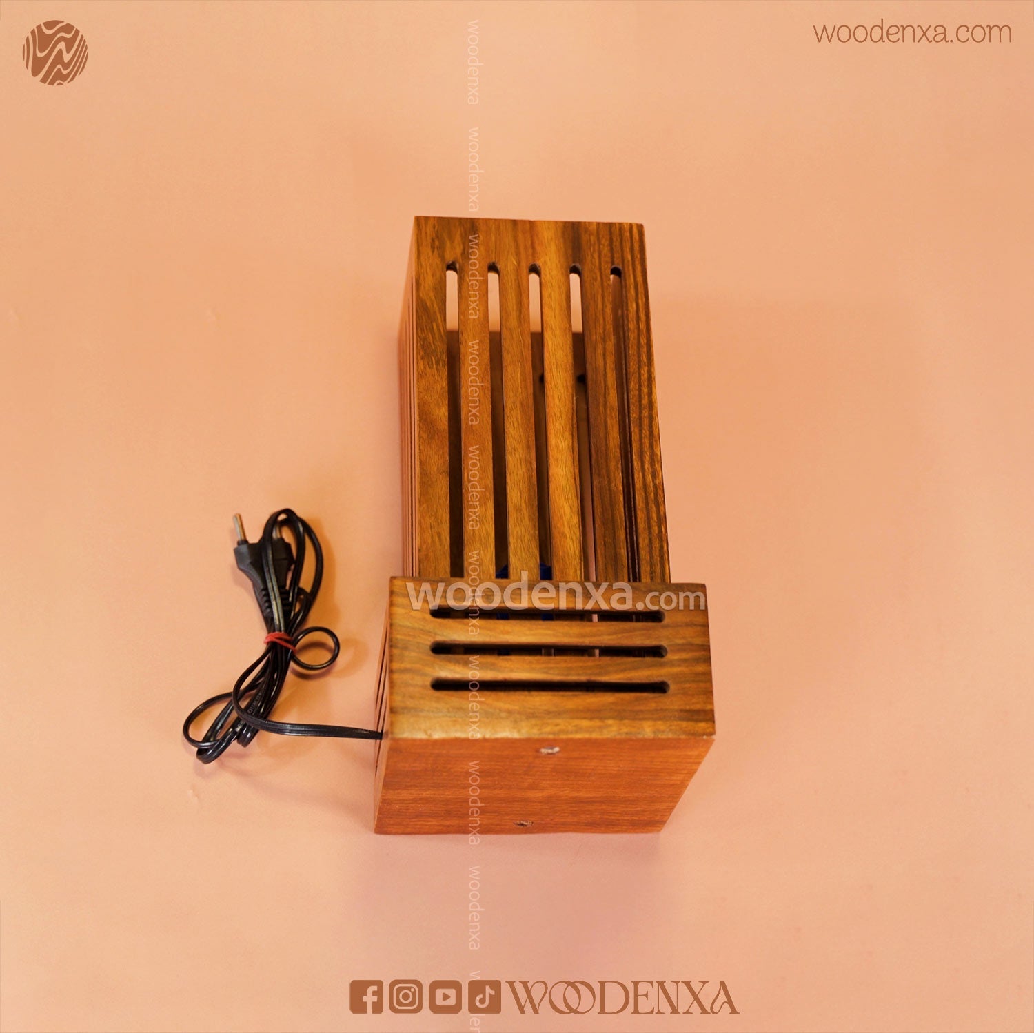 Handcrafted Wooden Square Lamp