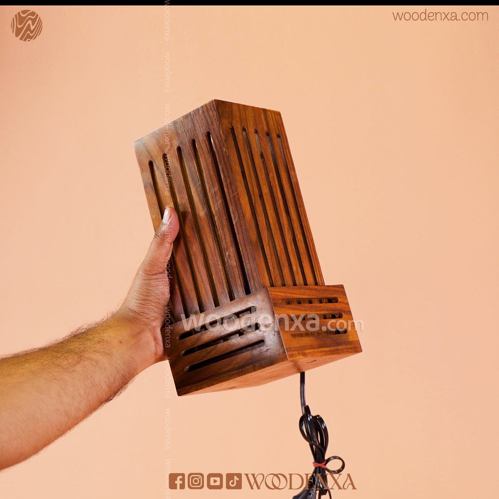 Handcrafted Wooden Square Lamp