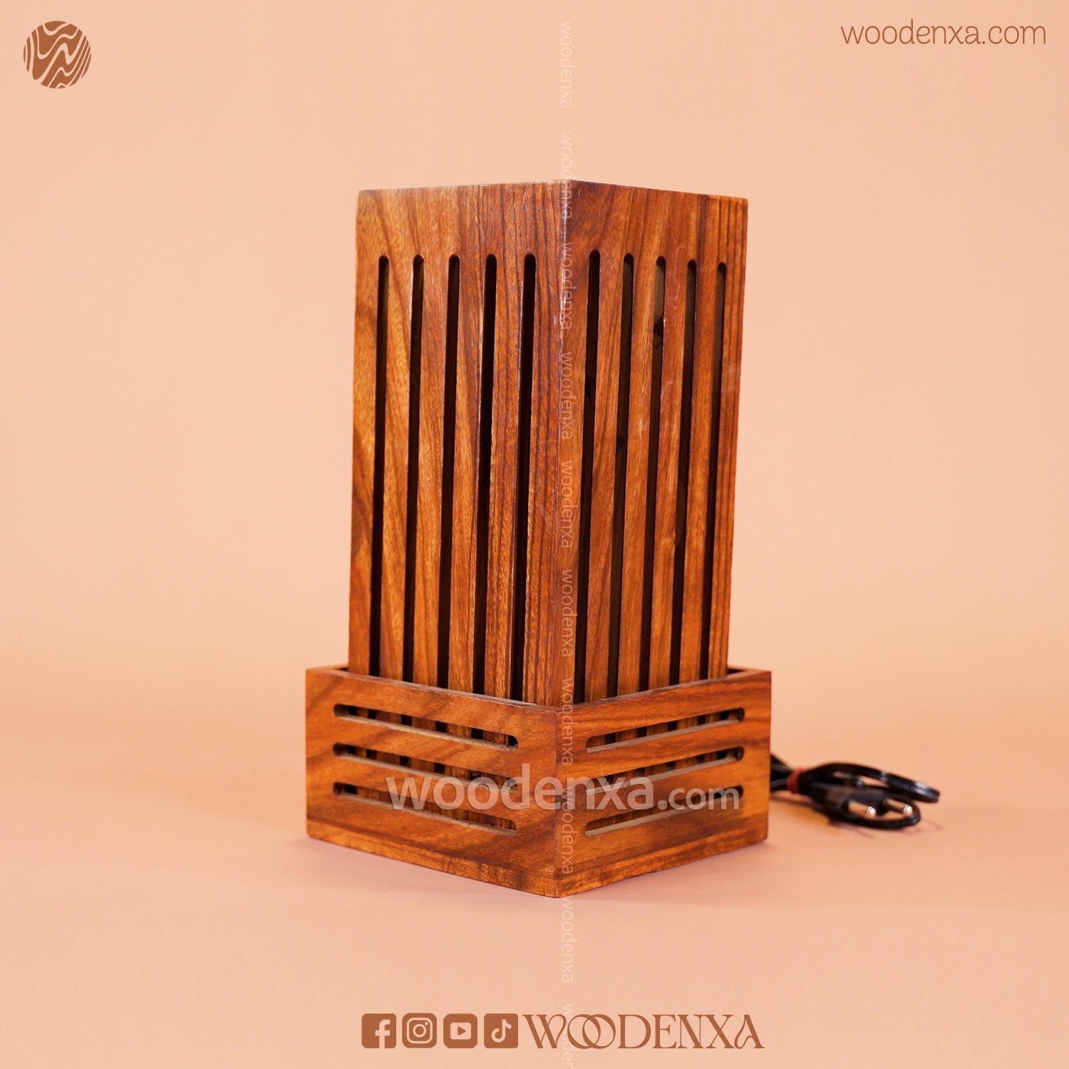 Handcrafted Wooden Square Lamp