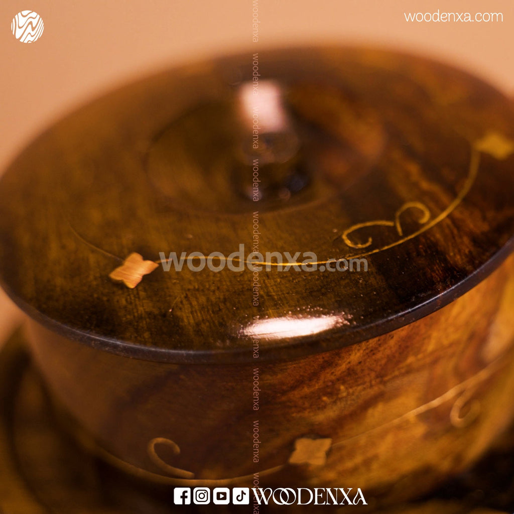 Handcrafted Wooden Sugar Pot with Spoon