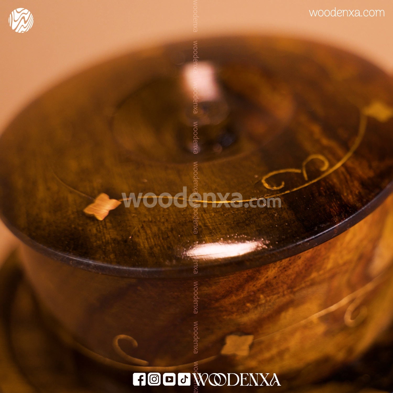 Handcrafted Wooden Sugar Pot with Spoon