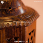 Large Rustic Rounded Wooden Lamp with