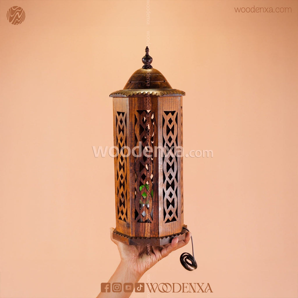 Large Rustic Rounded Wooden Lamp with