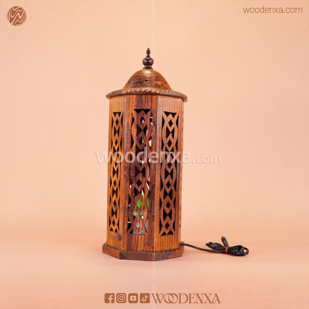 Large Rustic Rounded Wooden Lamp with
