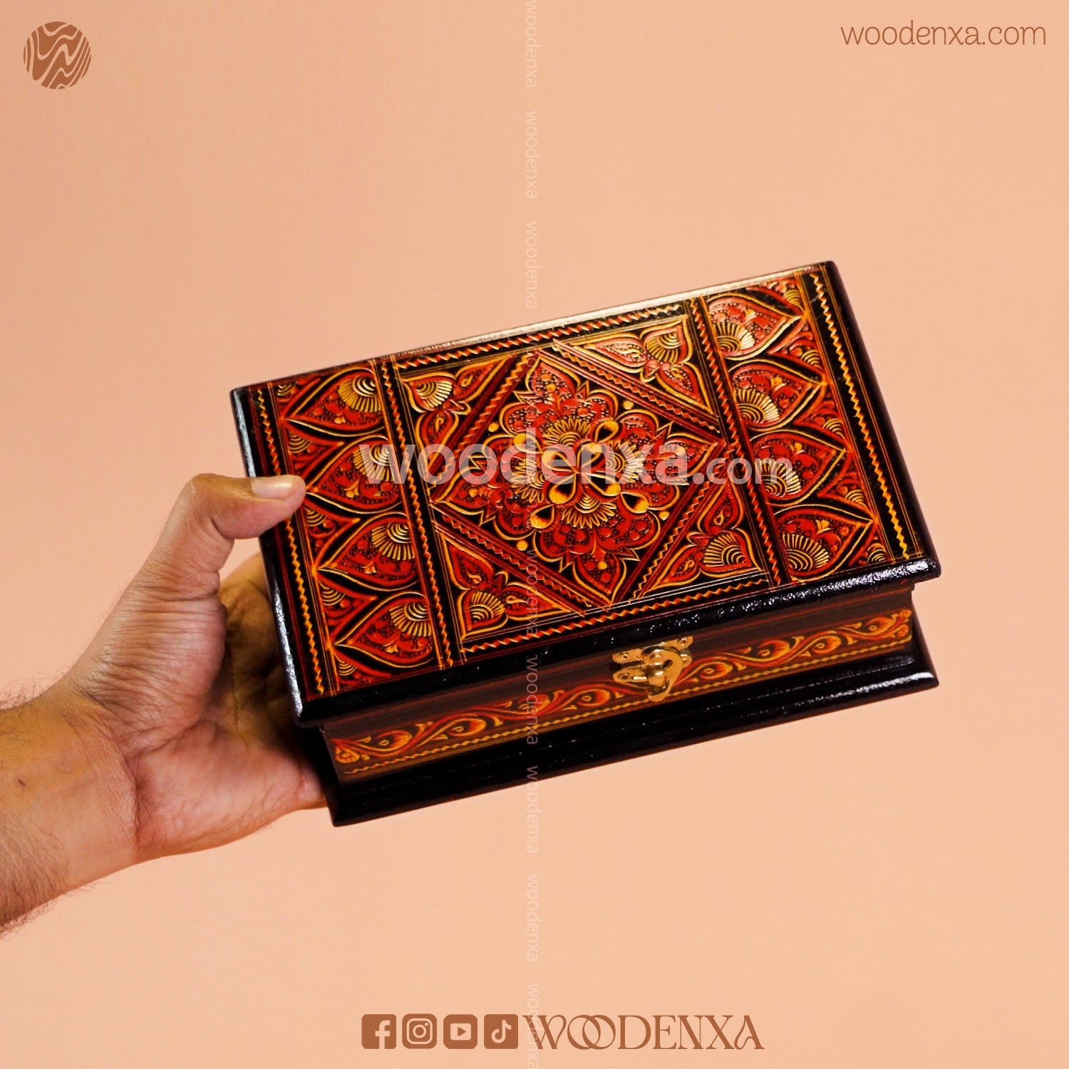 MDF Wooden Jewellery Box with Red