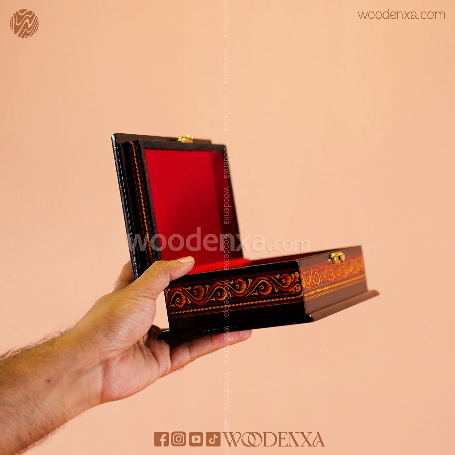 MDF Wooden Jewellery Box with Red