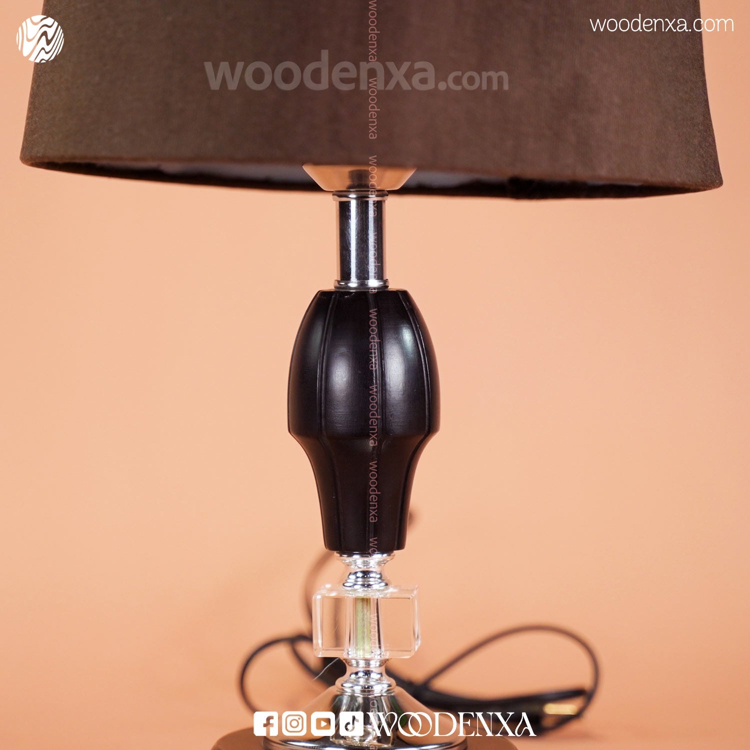 Modern Wooden Crystal Fabric Lamp for