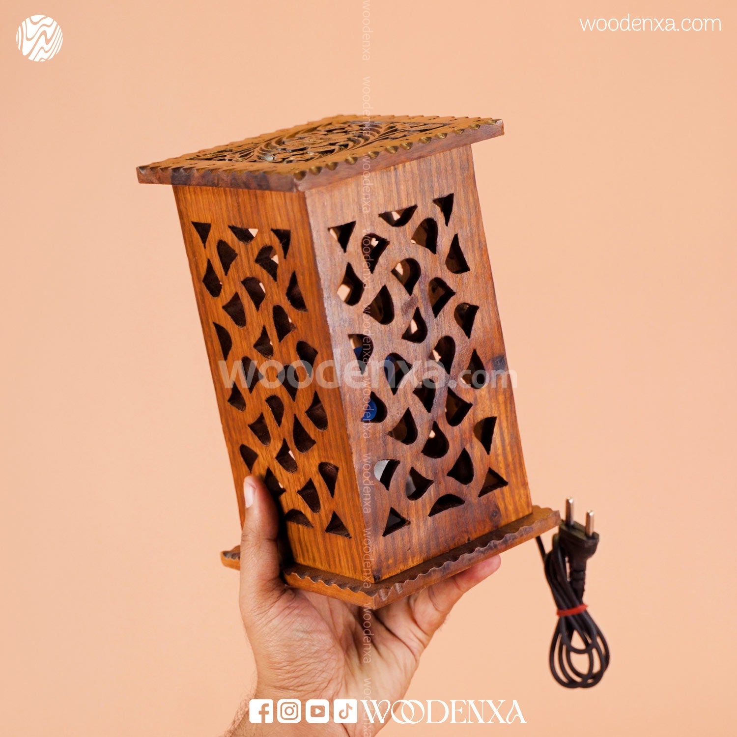 Premium Square Wooden Table Lamp with