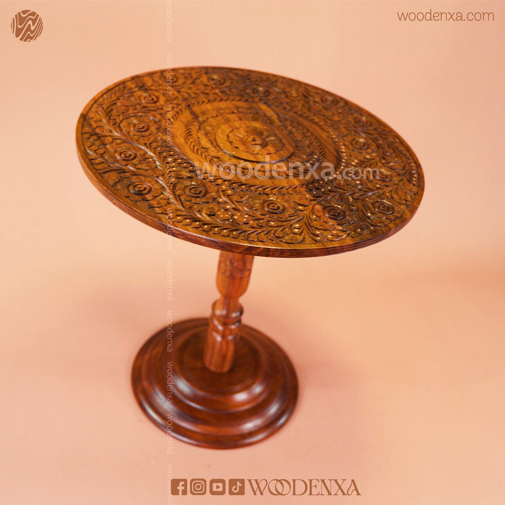 Round Wooden Coffee Table 18 Inch