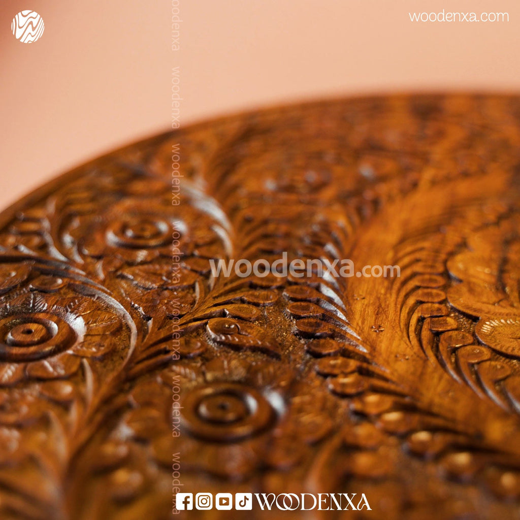 Round Wooden Coffee Table 18 Inch
