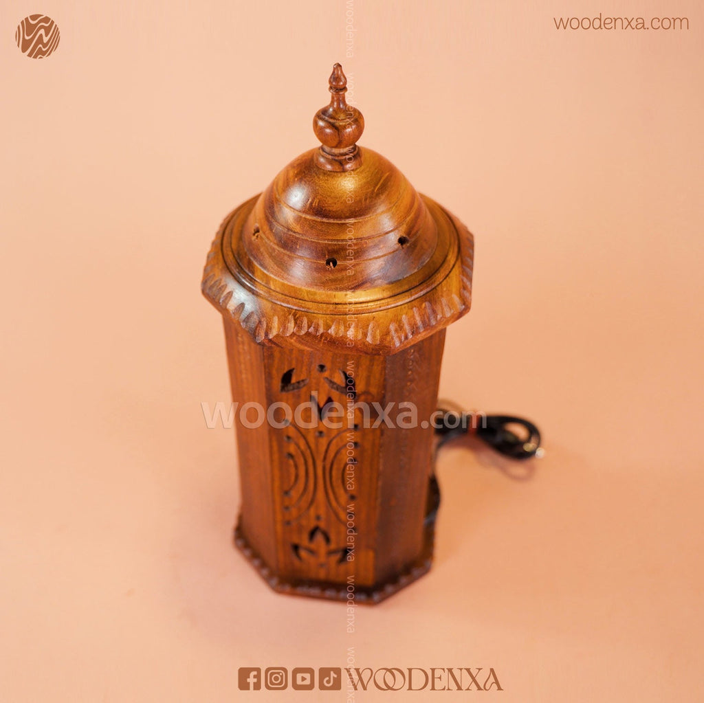 Rounded Wooden Table Lamp
