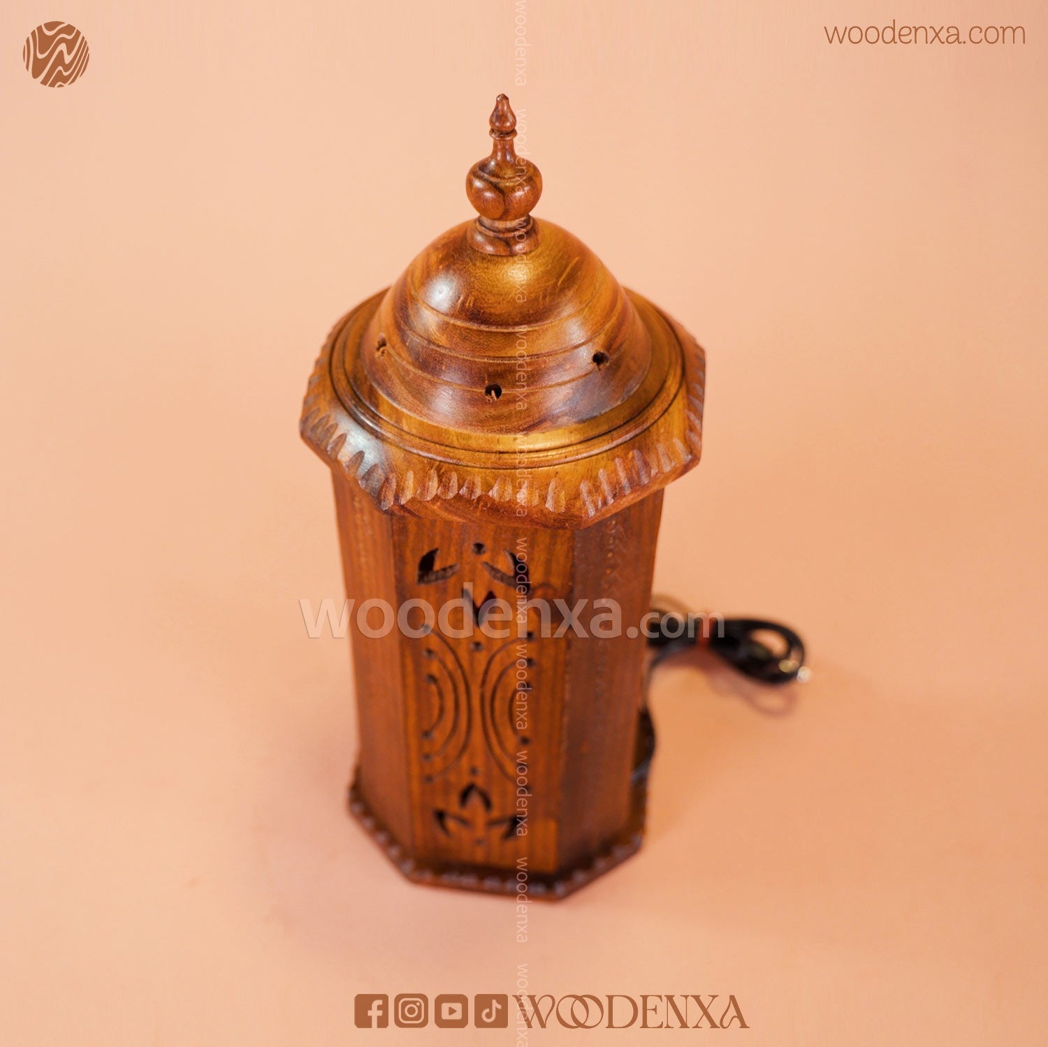 Rounded Wooden Table Lamp