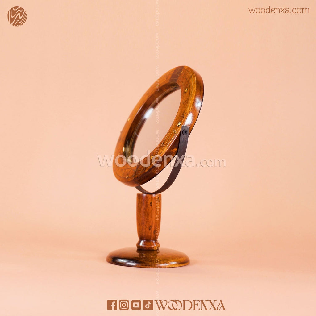 Sheesham Wood Portable Makeup Mirror with