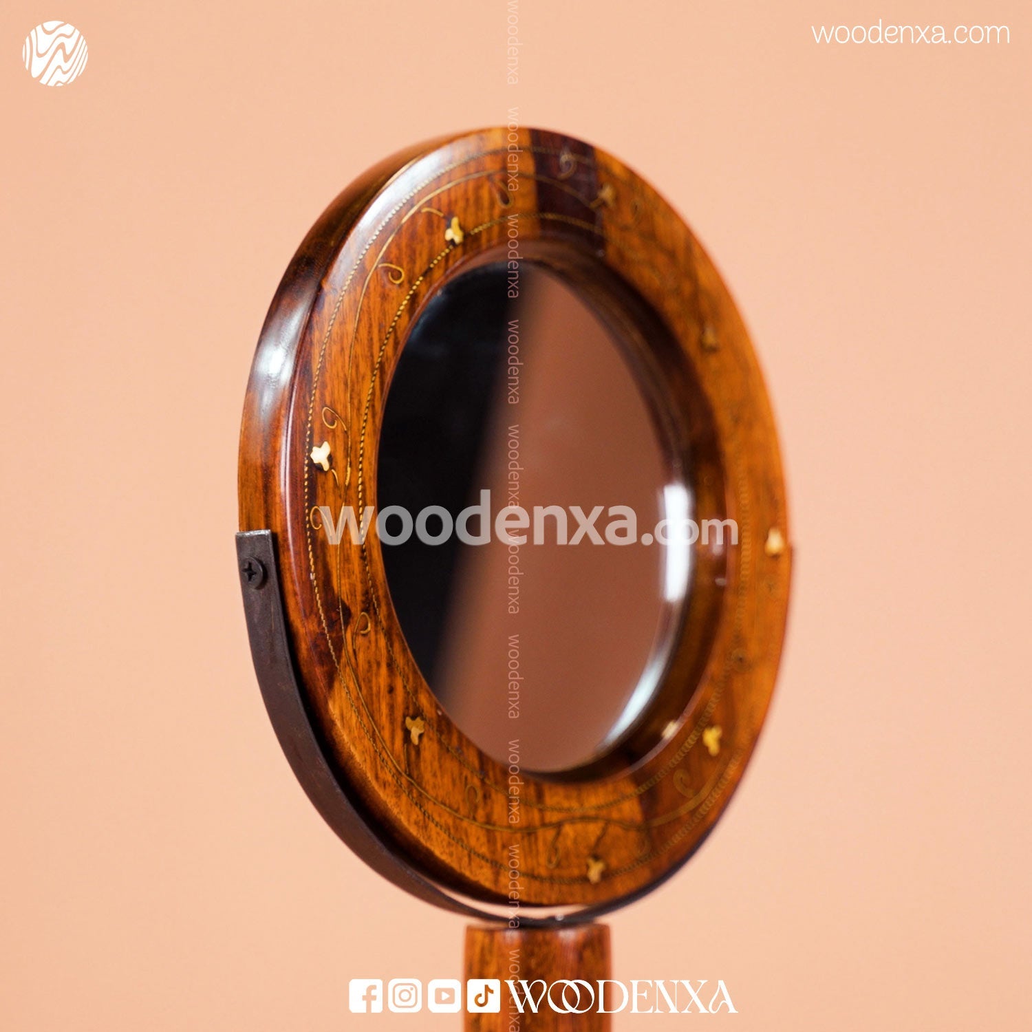 Sheesham Wood Portable Makeup Mirror with