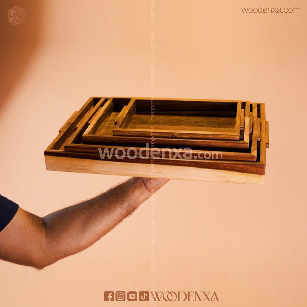 Sheesham Wooden Tray Set of 4