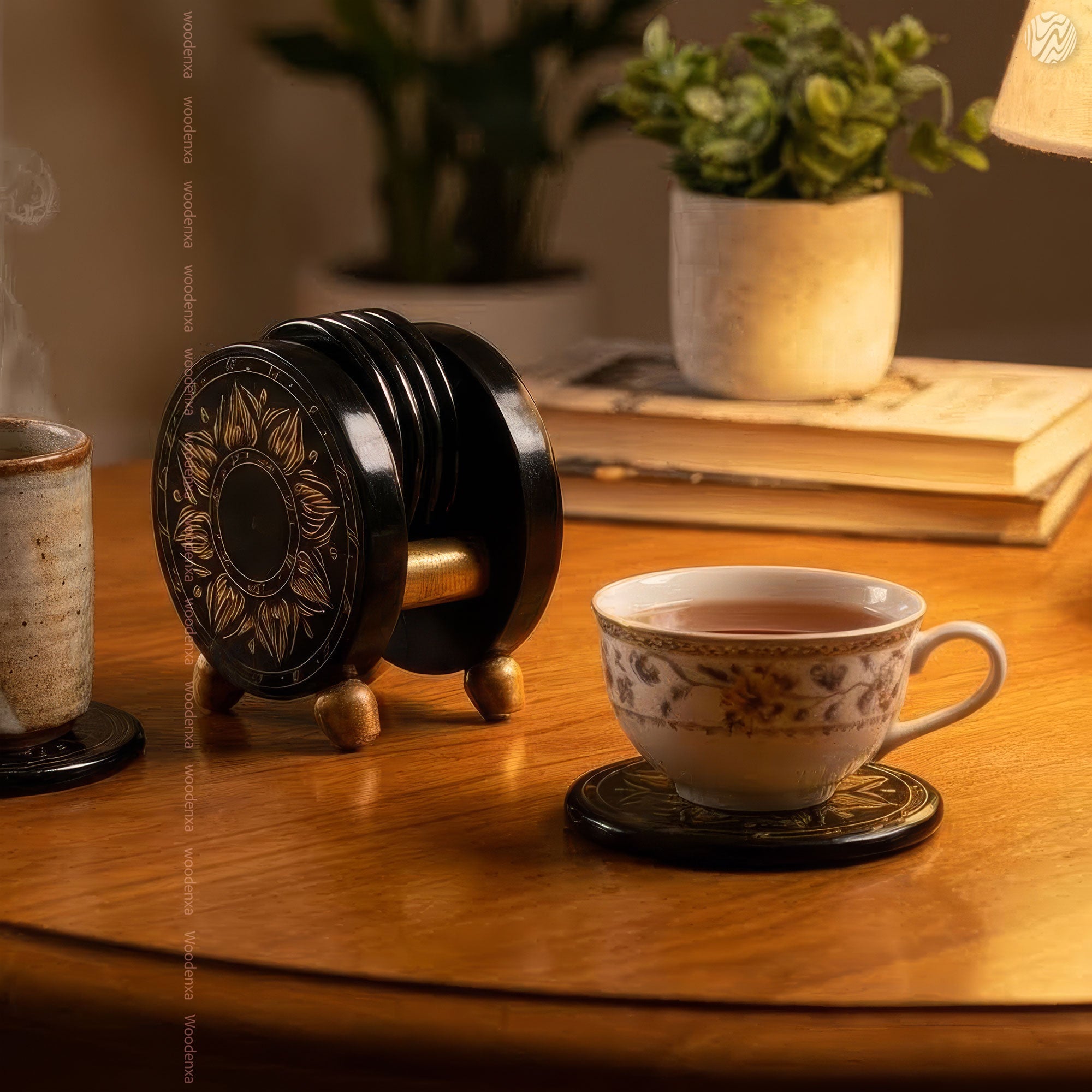 Wooden Handcrafted Tea Mates for 6