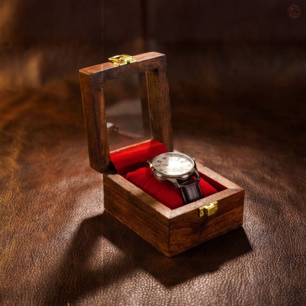 1 Wooden Watch Box with Glass