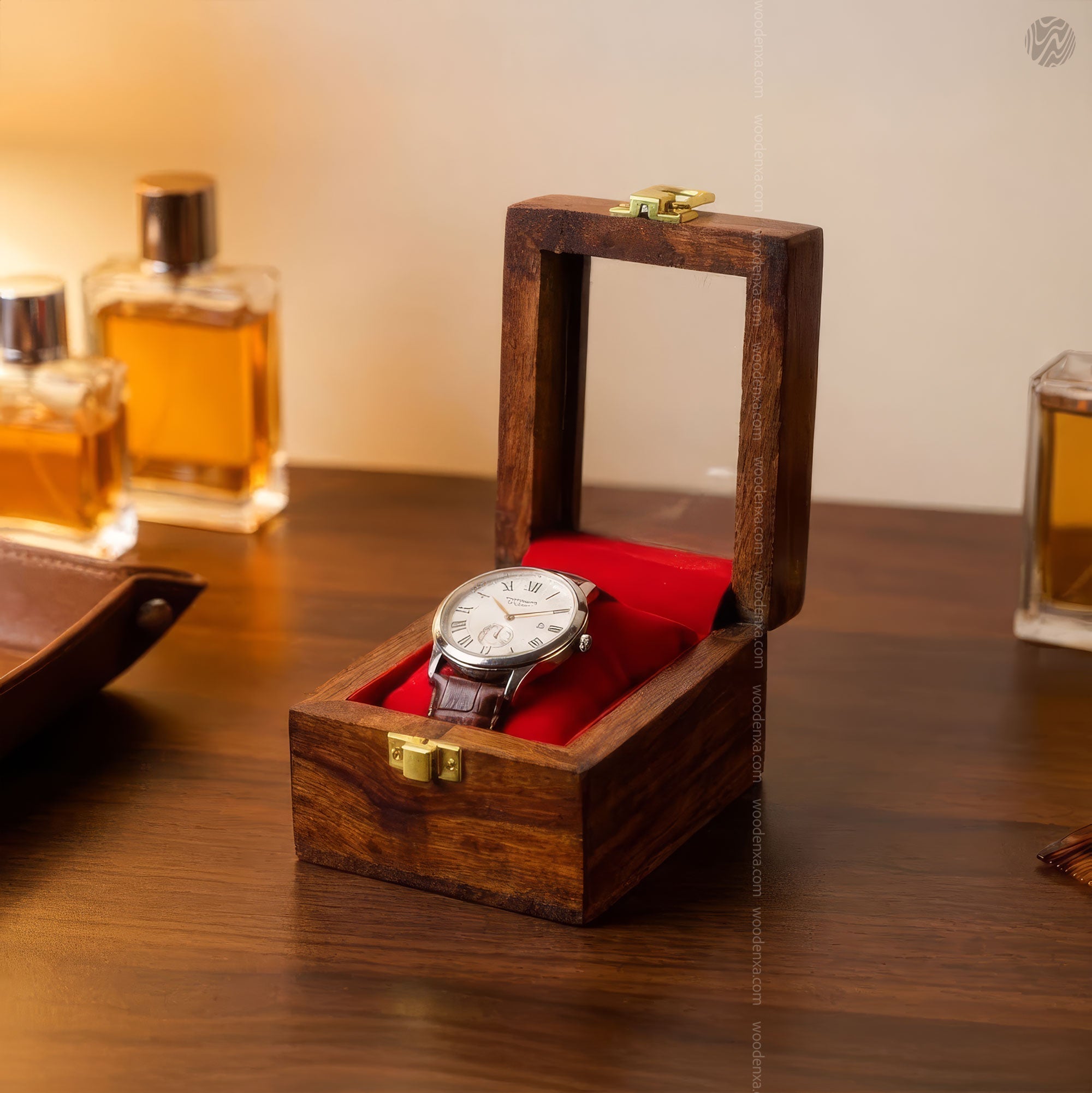 1 Wooden Watch Box with Glass