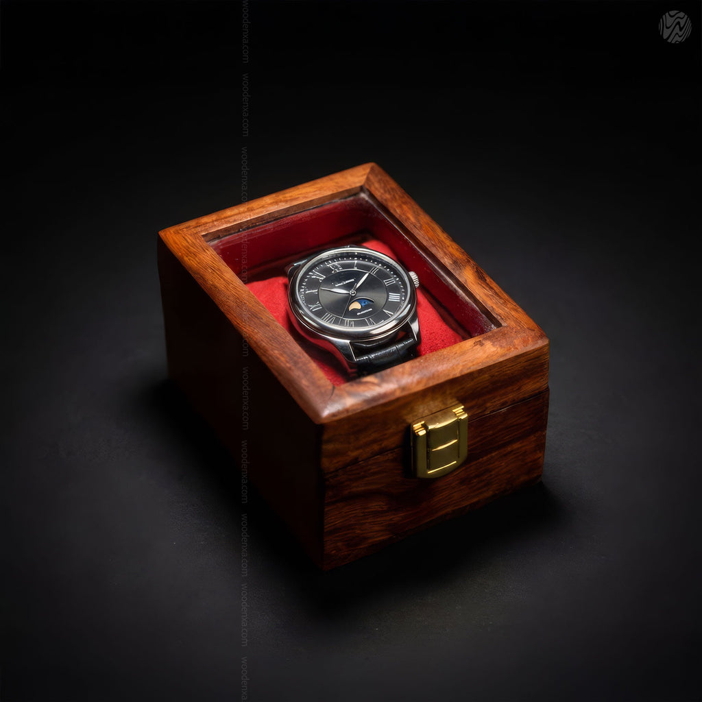 1 Wooden Watch Box with Glass