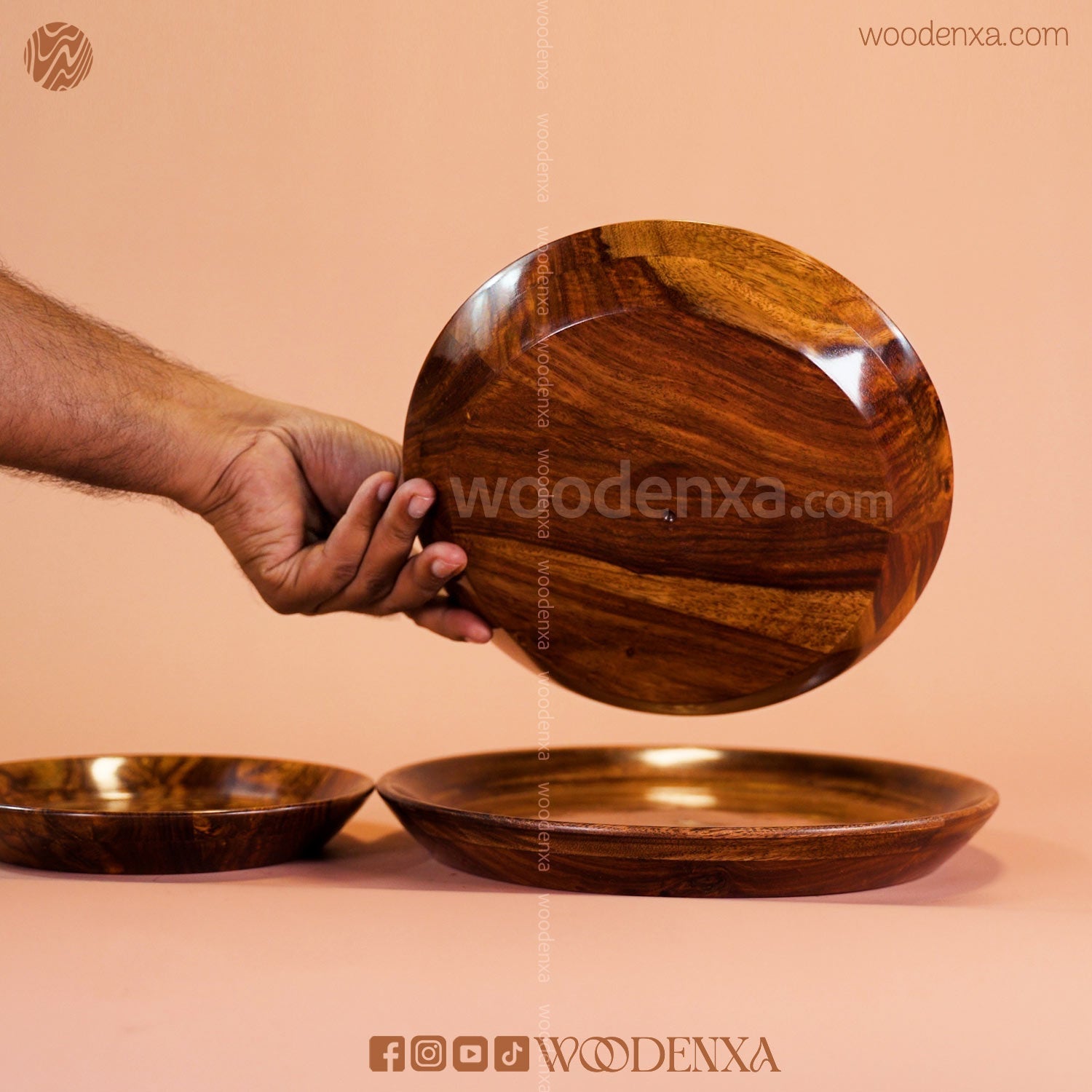 Wooden 3 Plate Set with Artistic