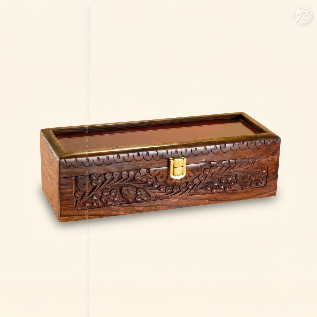 4 Watch Wooden Box with Glass