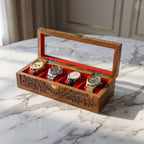 4 Watch Wooden Box with Glass