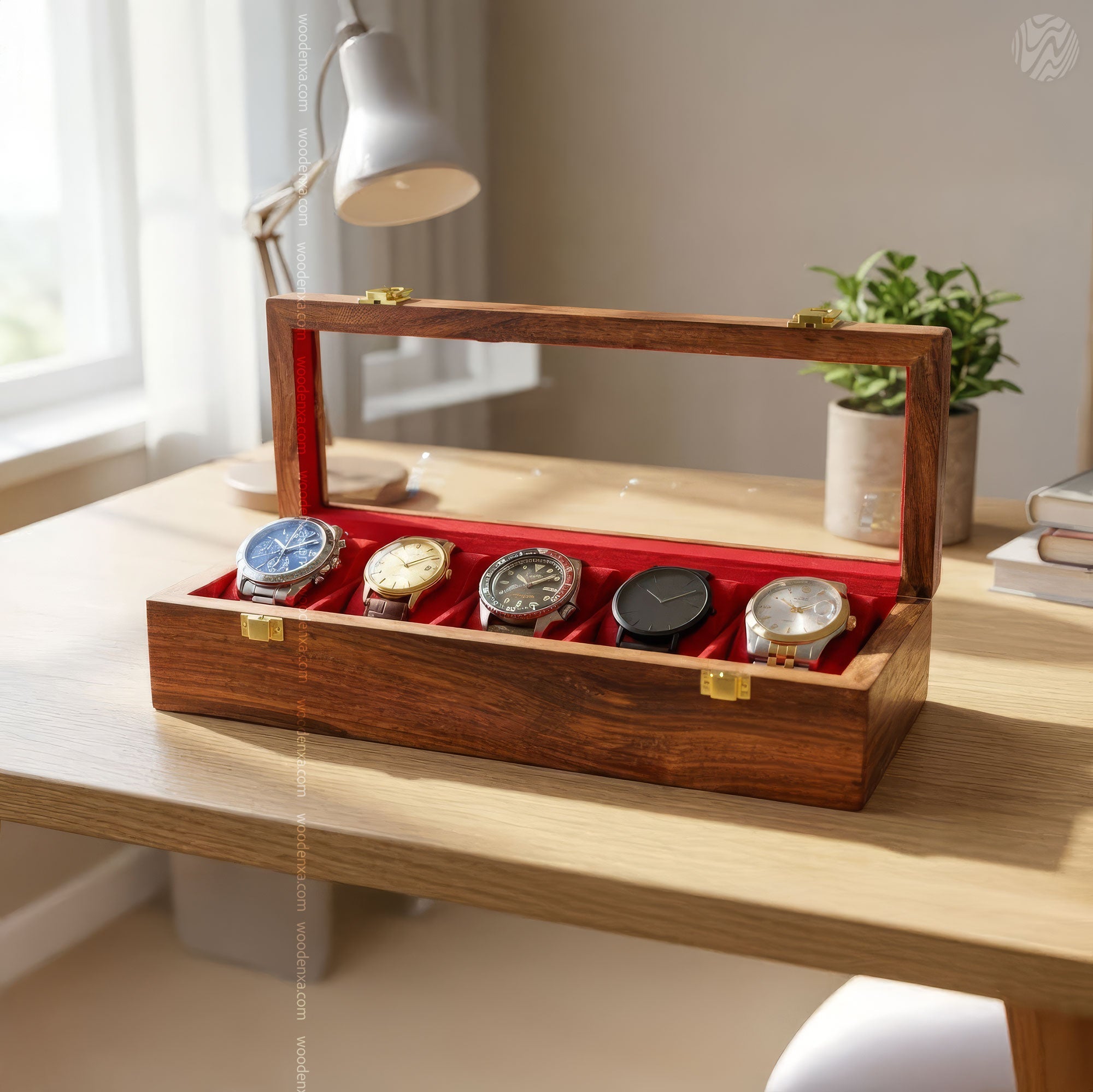 5 Watch Wooden Box with Acrylic
