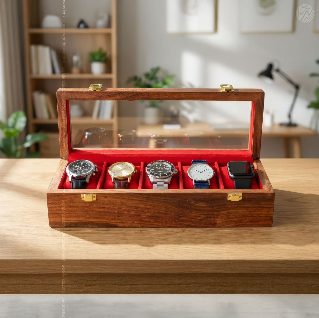 5 Watch Wooden Box with Acrylic