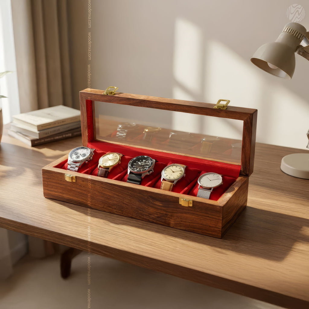 5 Watch Wooden Box with Acrylic