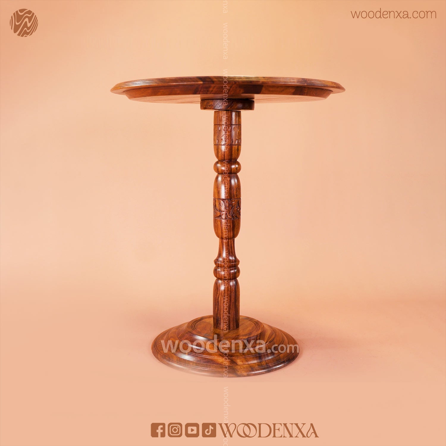 Wooden Coffee Table Brass Inlay 18