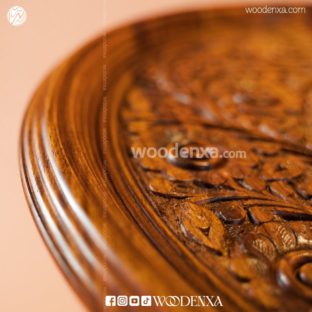 Wooden Coffee Table Brass Inlay 18