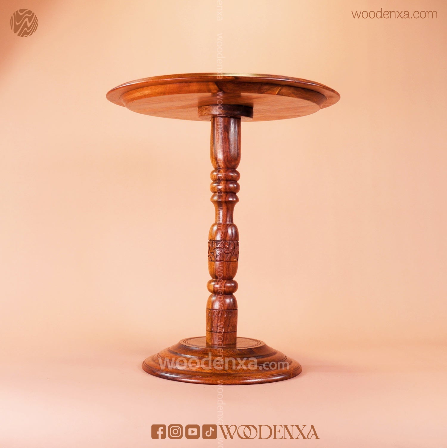 Wooden Coffee Table Brass Inlay 18