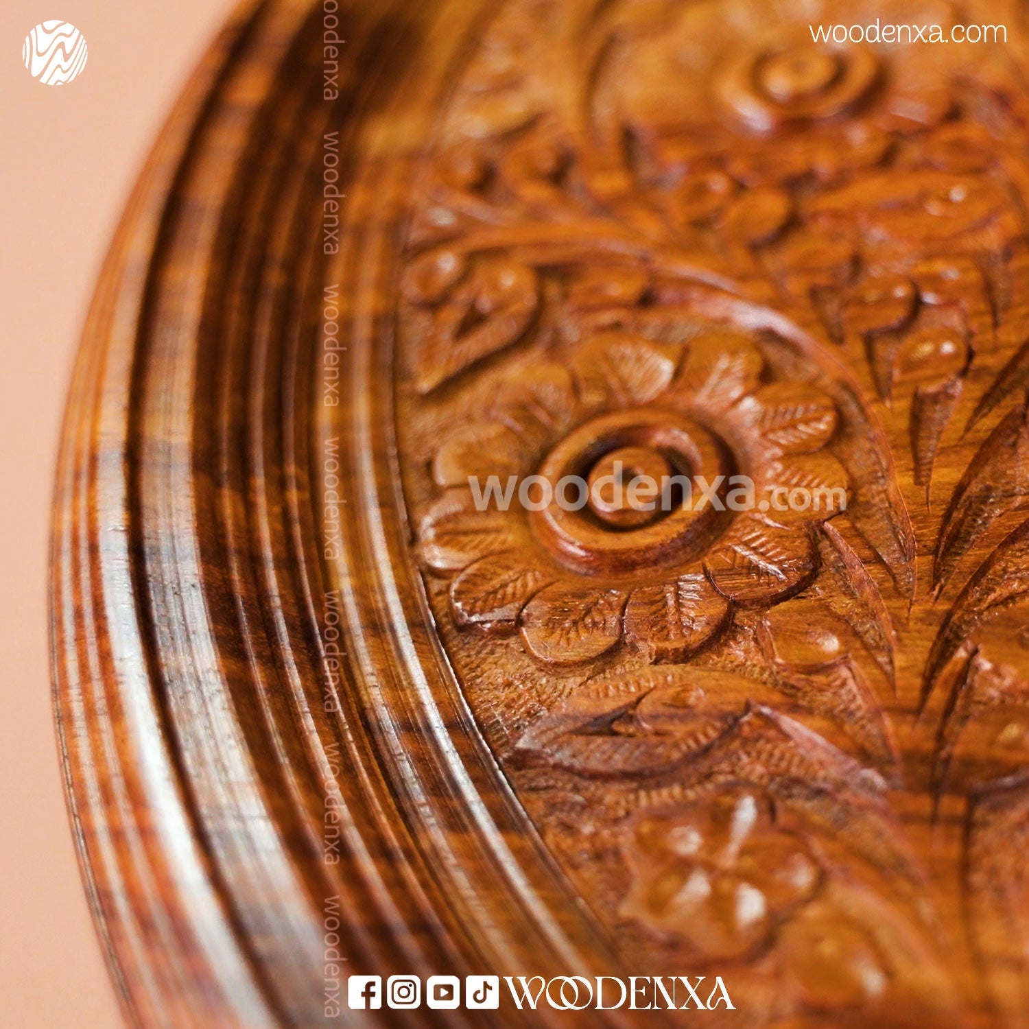 Wooden Coffee Table Brass Inlay 18