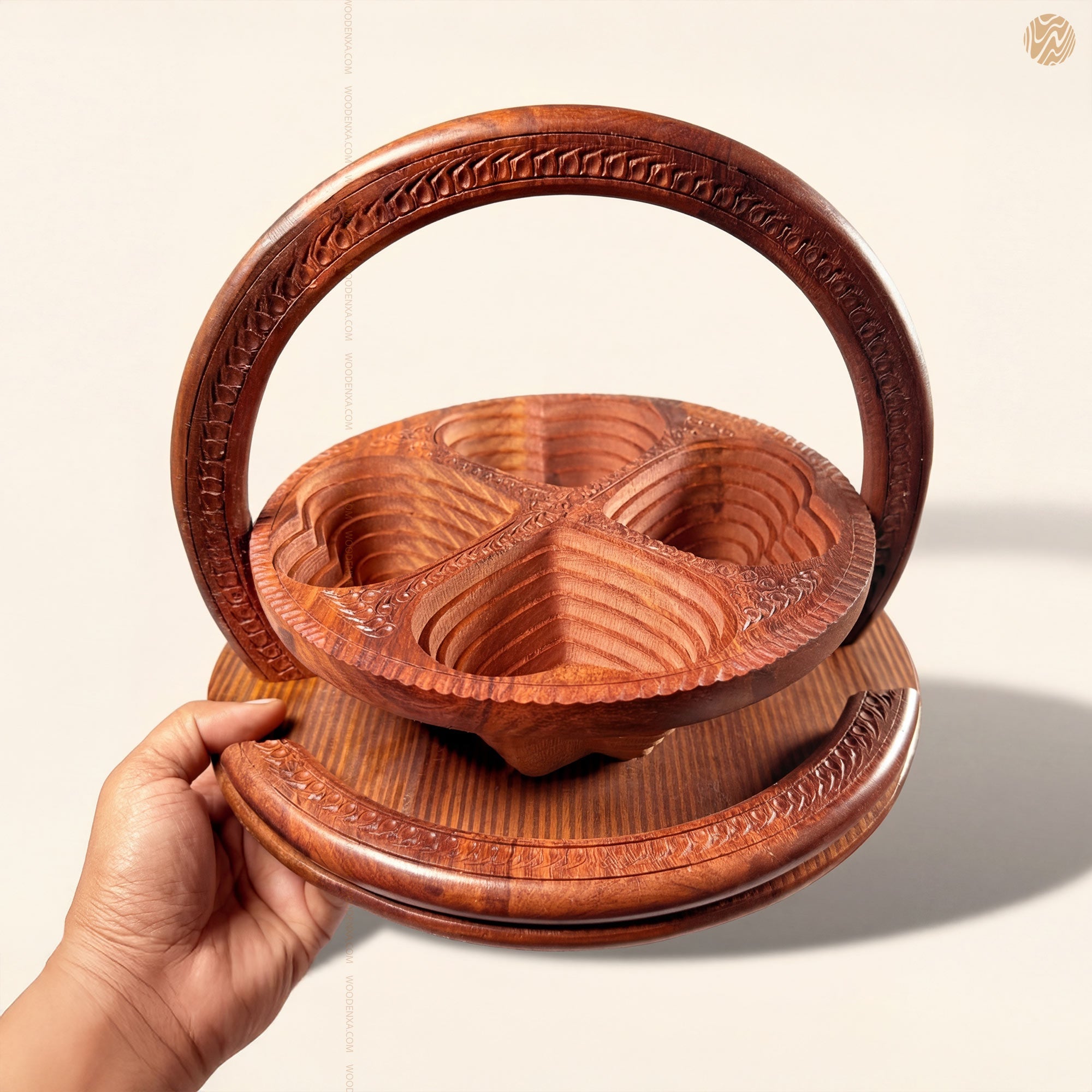 Heart Style Wooden Dry Fruit Basket