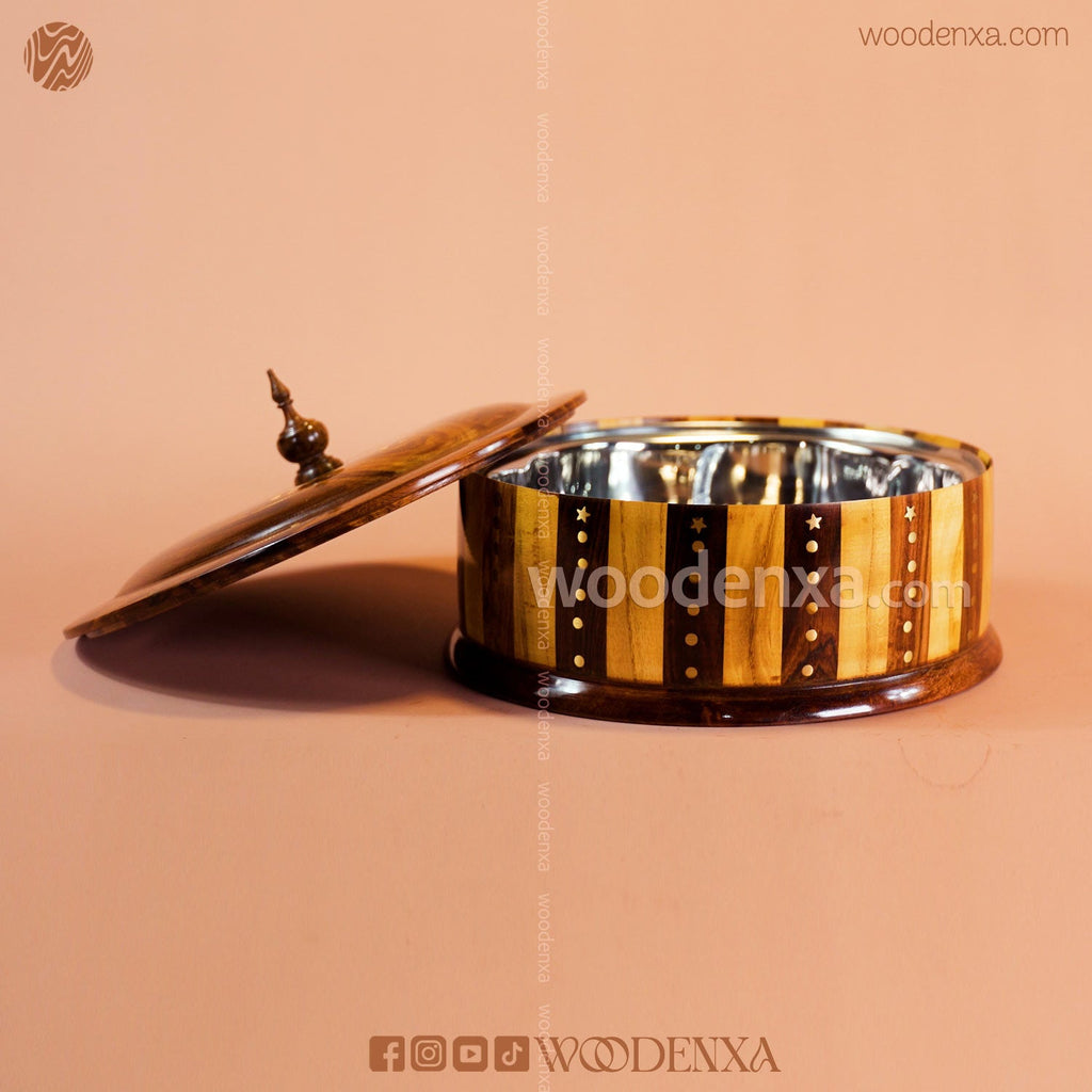 Wooden Hot Pot Steel Container with