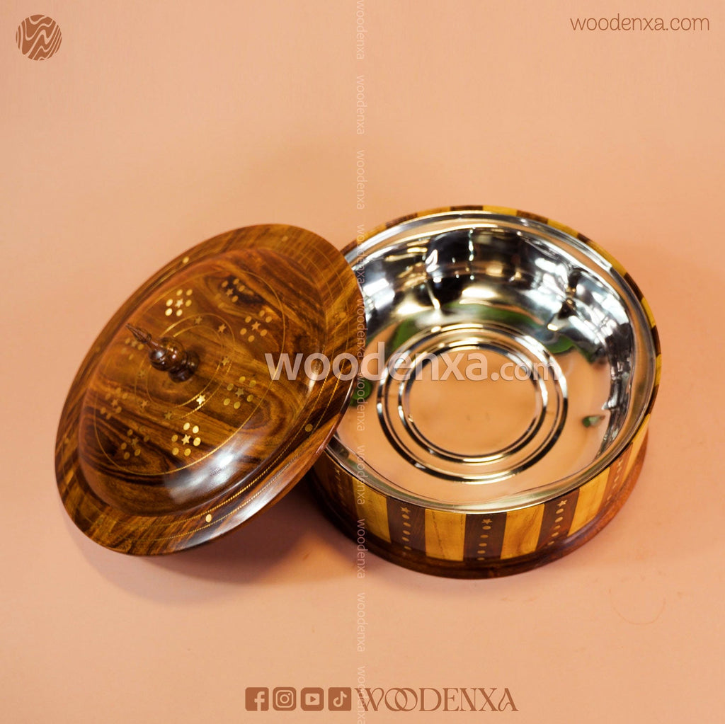 Wooden Hot Pot Steel Container with