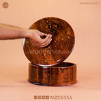 Wooden Hot Pot with Brass Work
