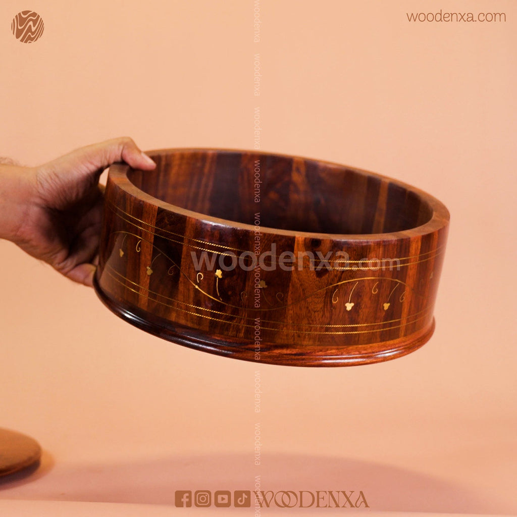 Wooden Hot Pot with Brass Work