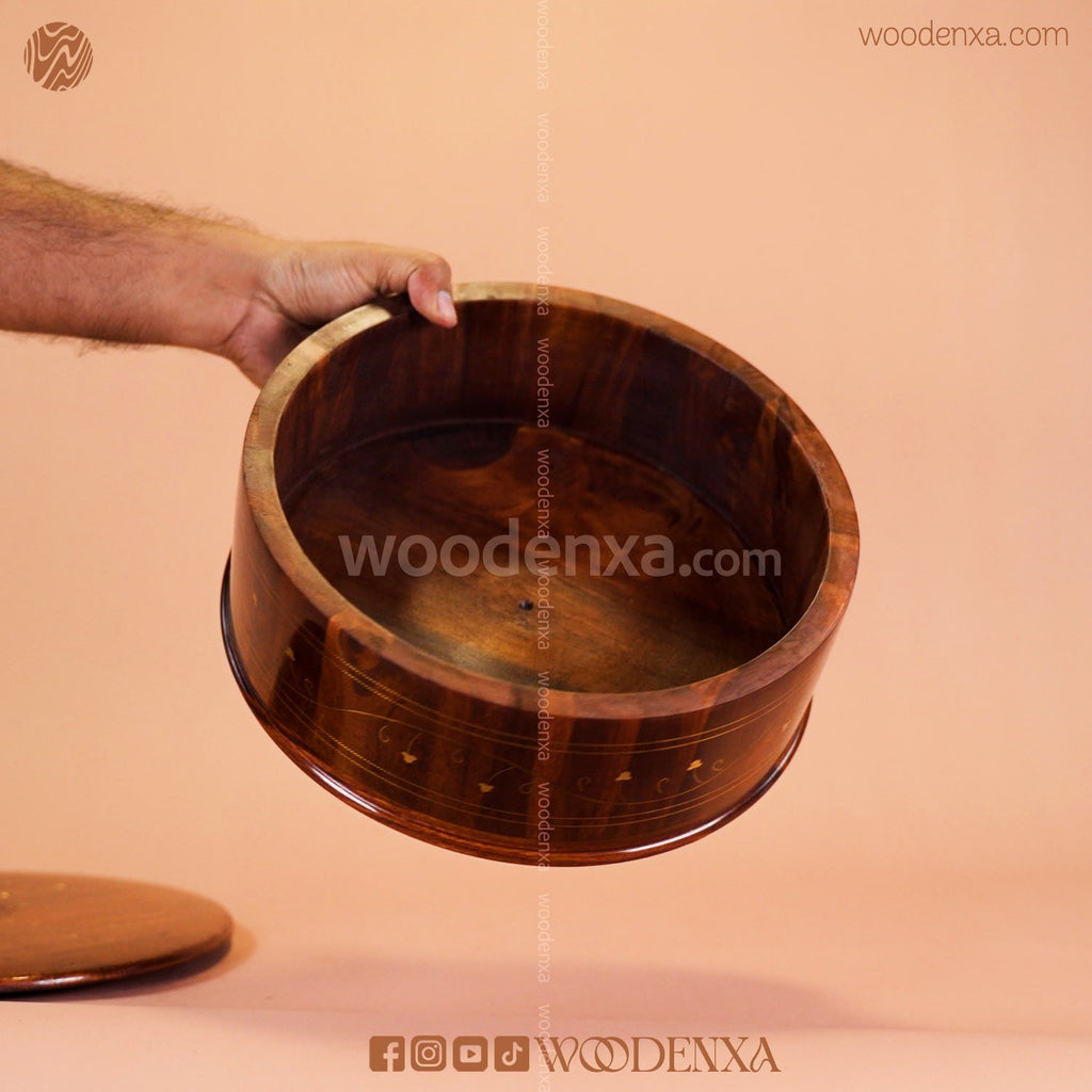 Wooden Hot Pot with Brass Work